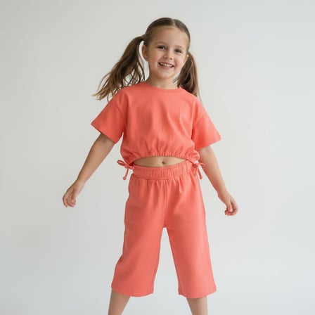 Çocuk Beli Lastikli Crop 2'li Takım CB1019