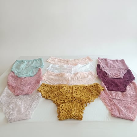 Kadın Full Dantel 10'lu Paket Karışık Renk Brif Brezilyan Slip Külot BB2537