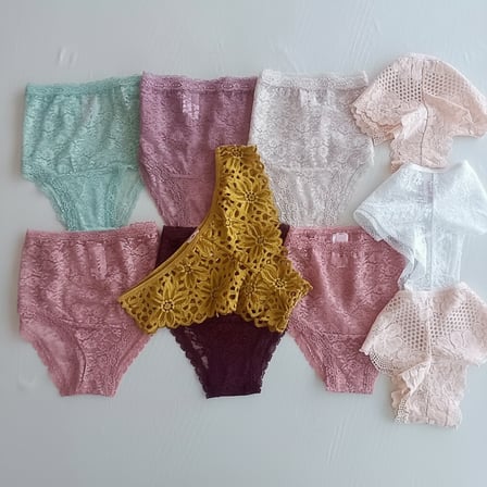 Kadın Full Dantel 10'lu Paket Karışık Renk Brif Brezilyan Slip Külot BB2537