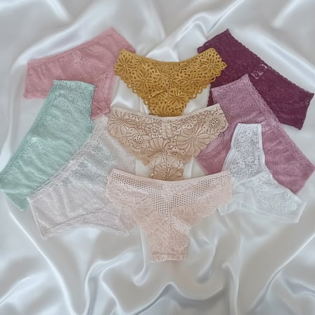 Kadın Full Dantel 10'lu Paket Karışık Renk Brif Brezilyan Slip Külot BB2537