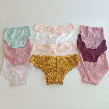 Kadın Full Dantel 10'lu Paket Karışık Renk Brif Brezilyan Slip Külot BB2537