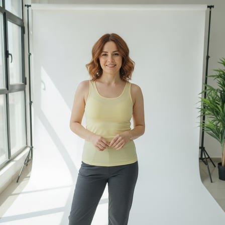 Kadın Basic Kolsuz İçi Yarım Astarlı Tshirt BB2538
