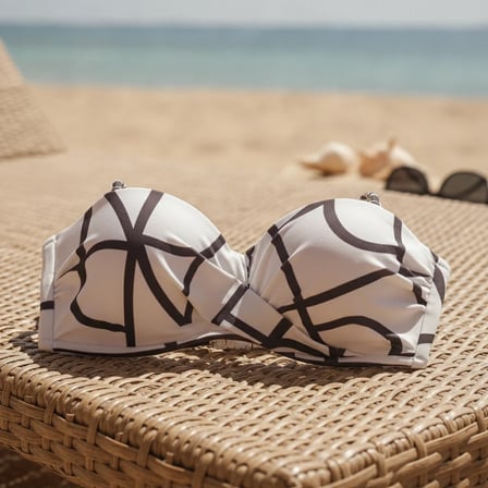 Kadın Plaj Giyim Ekru Renk Takma Çıkma Askılı Bikini Üst BB2557