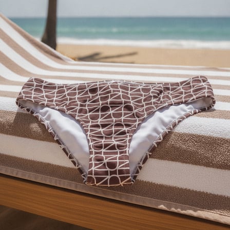 Kadın Plaj Giyim Kahverengi Desenli Bikini Alt BB2581