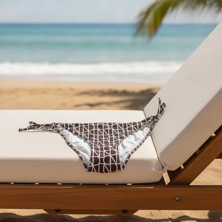 Kadın Plaj Giyim Kahverengi Desenli İpli Bikini Alt BB2582