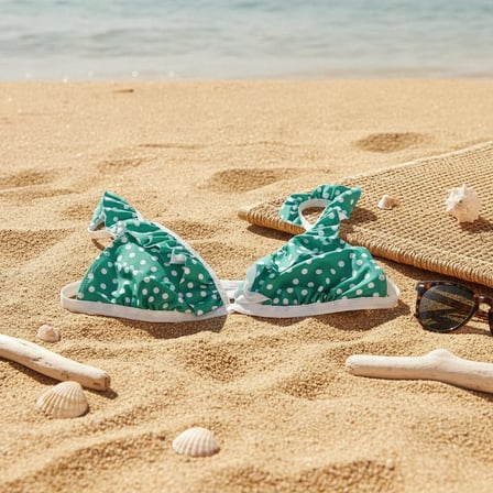 Kadın Plaj Giyim Yeşil Renk Puantiyeli Bikini Üst BB2624
