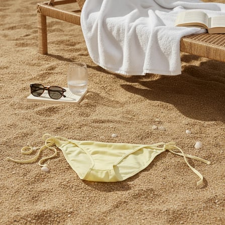 Kadın Plaj Giyim Sarı Renk İpli Bikini Alt BB2626