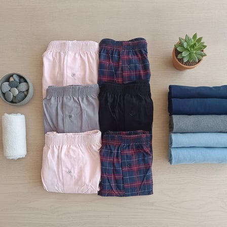 Erkek 6'lı Paket Karışık Renk Dokuma Kumaş Boxer 0072-0018 0071-No:7 BB2650