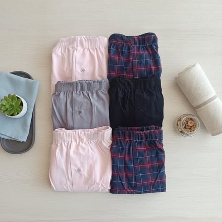 Erkek 6'lı Paket Karışık Renk Dokuma Kumaş Boxer 0072-0018 0071-No:7 BB2650