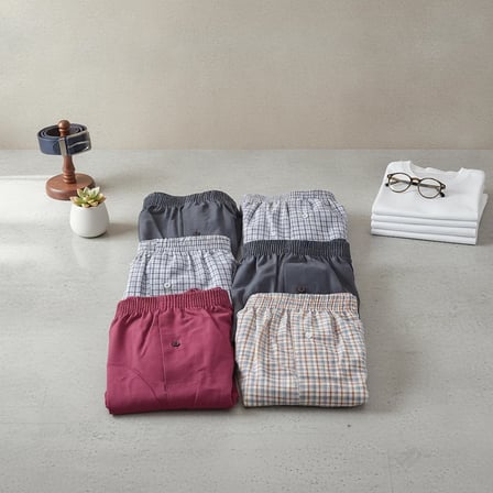 Erkek 6'lı Paket Karışık Renk Dokuma Kumaş Boxer 001-005 0070-No:5BB2652