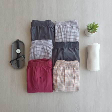 Erkek 6'lı Paket Karışık Renk Dokuma Kumaş Boxer 001-005 0070-No:5BB2652
