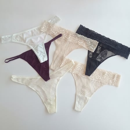 Kadın Çeyizlik Ve Bohçalık 6'lı Paket Dantelli ve Saten Karışık Renk Tanga Serisi BB2653