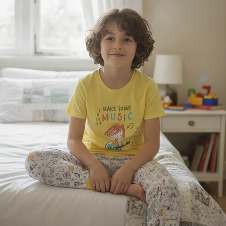 Çocuk Baskılı Sarı Renk 2'li Takım CB1045