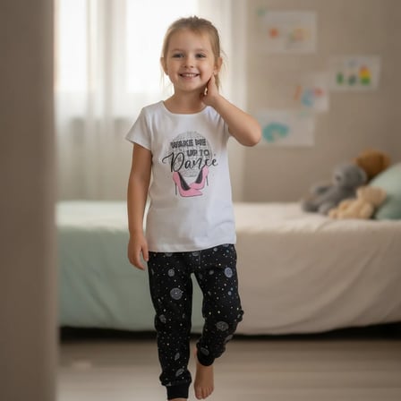 Çocuk Baskılı Beyaz Renk 2'li Takım CB1050