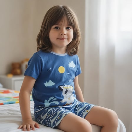 Çocuk Baskılı Açık Mavi Renk 2'li Takım CB1052