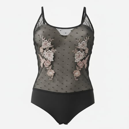 Kadın Giyim Askılı Likralı Tül Kumaş Nakış İşlemeli Arkası Çapraz Çıtçıklı Siyah Renk Body BB2662