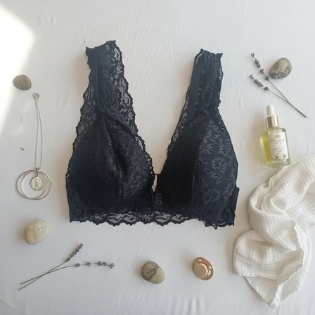 Kadın Dantelli Önden Çıtçıtlı Emzirme Sütyeni Siyah Renk BB2715