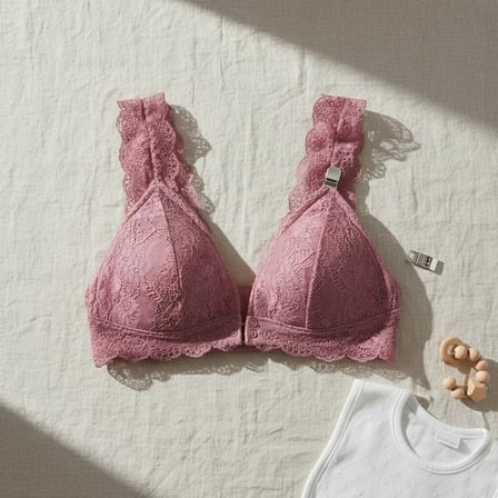 Kadın Dantelli Önden Çıtçıtlı Emzirme Sütyeni Vişne Renk BB2718