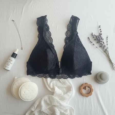 Kadın Dantelli Önden Çıtçıtlı Emzirme Sütyeni Siyah Renk BB2719