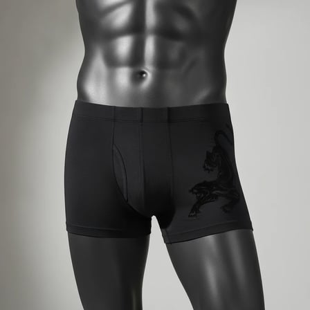 Erkek Flok Panter Baskılı Siyah Renk Boxer Bb2764