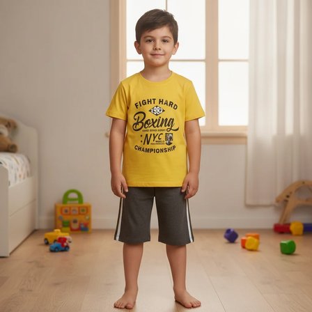Çocuk Baskılı Sarı Renk 2'li Takım CB1059