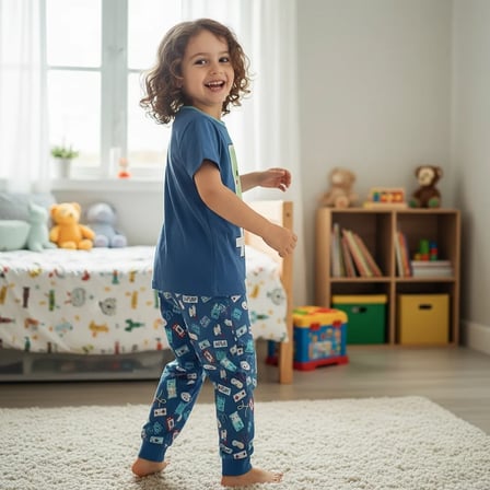 Çocuk Baskılı Mavi Renk 2'li Takım CB1066
