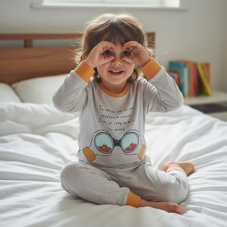 Erkek Çocuk Pamuklu Dürbün Baskılı Uzun Kollu 2'li Takım CB1087