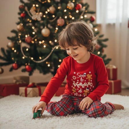 Erkek Çocuk Pamuklu Yılbaşı Konsept Baskılı Uzun Kollu 2'li Takım CB1089