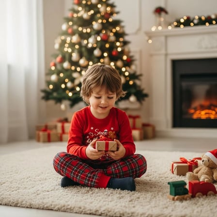 Erkek Çocuk Pamuklu Yılbaşı Konsept Baskılı Uzun Kollu 2'li Takım CB1089