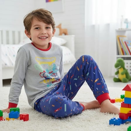 Erkek Çocuk Pamuklu Kate Rule Style Baskılı Uzun Kollu 2'li Takım CB1102