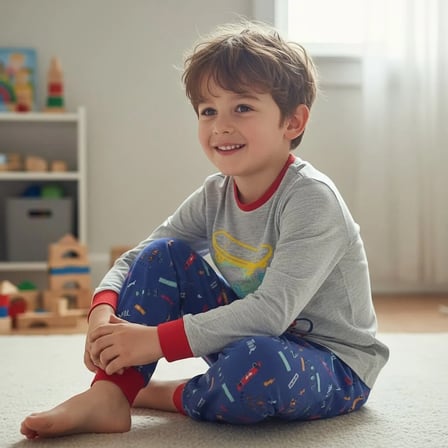 Erkek Çocuk Pamuklu Kate Rule Style Baskılı Uzun Kollu 2'li Takım CB1102