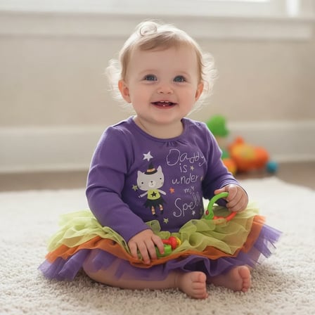 Kız Bebek Pamuklu Kumaş Tütülü Mor Renk Elbise CB1114