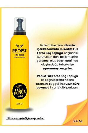 Redist Ultra Sert Isıya Karşı Koruma Sağlayan Saç Şekillendirici Köpük 300 ml