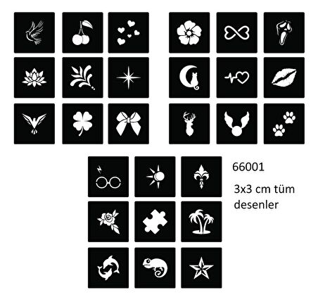 Minimal 27 Adet Kadın Deseni 3 cm Geçici Dövme Şablonu
