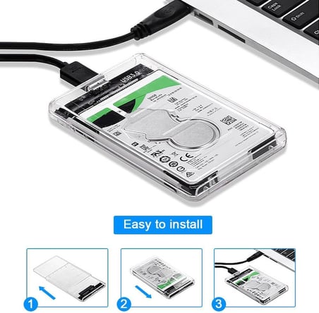 Lunatic 6642 2.5" USB 3.0 Harici SSD Harddisk Şeffaf Taşınabilir HDD Sata Kutusu USB 3.0 İLE 5 Gbps a Kadar Veri Aktarımı USB 2.0 or 1.1DESTEKLİ Tak-Çalıştır Led Işıklı 4TB (4000GB) Destekli