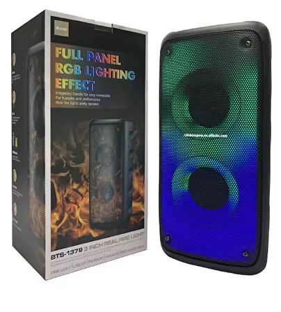 1379 bas bt taşınabilir çift 3 inç kablosuz açık parti rgb hoparlör subwoofer yangın aydınlatma