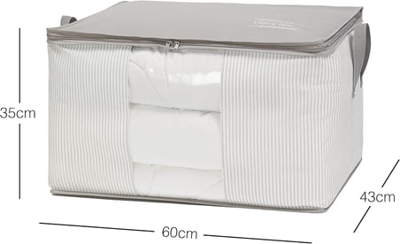 Büyük Boy Pvc Pencereli Gri Çizgili Stuff &amp; Things Hurç 60 x 43 x 35 cm