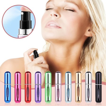Kyrotech 5ml Metal Taşınabilir Parfüm Şişesi, Doldurulabilir Seyahat Parfüm Atomizeri, Alüminyum Gövdeli Kolonya Dispenseri, Sızdırmaz Mini Cep Boyu Sprey Şişesi, Uçak Kabin Uyumlu Unisex (Gümüş)
