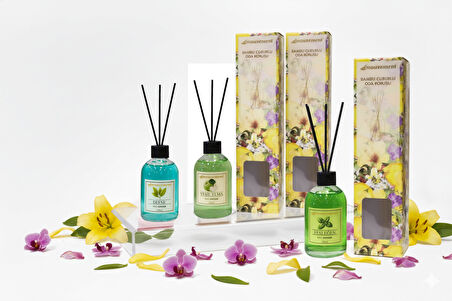 100 Ml 3’lü Çubuklu Oda Kokusu Seti – Defne, Yeşil Elma, Fesleğen