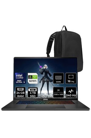 Stealth 16 AI+ Intel Core Ultra 9-386H RTX 5070 Ti 12GB 125W 24GB RAM 4TB SSD 16" QHD+ 240Hz OLED FreeDOS B3WH011TRP317 Gaming Laptop + PER4 Çanta