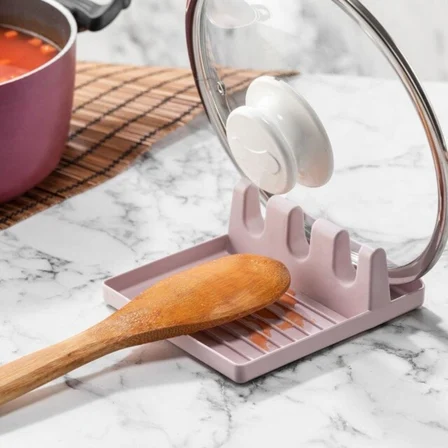 ® Tencere Kapak Tutuculu Kaşıklıklı Tencere Kapağı Standı Pratik Kaşık Kepçe Altlığı Düzenleyici Organizer