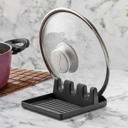 ® Tencere Kapak Tutuculu Kaşıklıklı Tencere Kapağı Standı Pratik Kaşık Kepçe Altlığı Düzenleyici Organizer