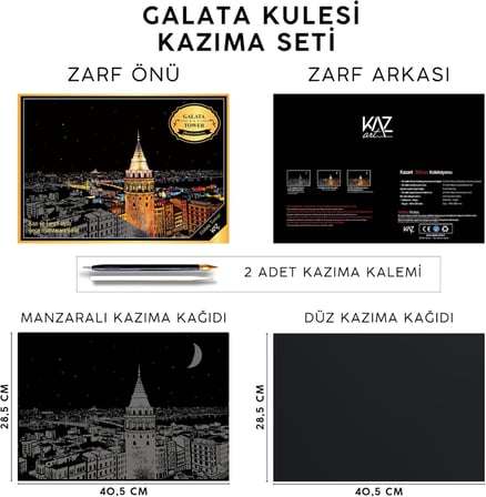 Kazıma Sanatı - GALATA KULESİ SETİ 2 Kalem Dahil
