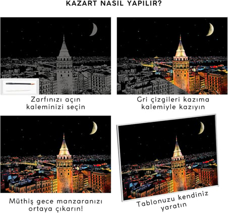 Kazıma Sanatı - GALATA KULESİ SETİ 2 Kalem Dahil