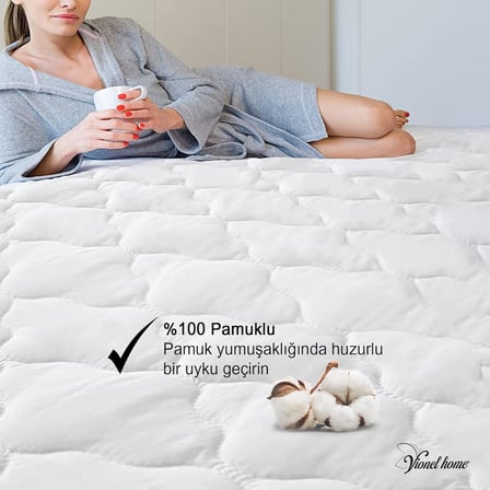 %100 Pamuklu Kapitone Sıvı Geçirmez Yatak Koruyucu Alez Fitted Full Kenar 160x200 cm