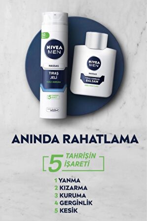 Nivea MEN Erkek Hassas Koruma Tıraş Jeli 200ml, Hassas Ciltlere Özel, Yanma Kızarma Kuruma Engelleyici