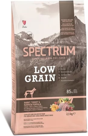 Spectrum Tavşanlı Hindili ve Bal Kabaklı Orta ve Büyük Irk Düşük Tahıllı Yetişkin Köpek Maması 2,5kg