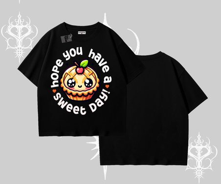 Sweet Day Cupcake Baskılı Oversize Tshirt