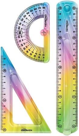 Cetvel Takımı Kırılmaz Esnek Silikonlu Kırılmaz 3'Lü Gökkuşağı 20 Cm 1 Paket Cetvel Seti