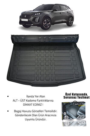 Sahler Peugeot 2008 2019+ Uyumlu 4.5d Premium Havuzlu Paspas ve Liner Marka 3D ALT Bagaj Havuzu